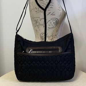 Lug Canter Collection Quilted Tablet Crossbody Bag Black/Brown